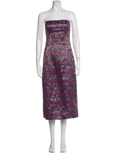 Pre-owned Rhode Printed Midi Length Dress In Purple