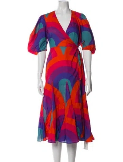 Pre-owned Rhode Printed Midi Length Dress In Red