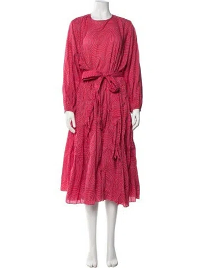Pre-owned Rhode Printed Midi Length Dress In Red
