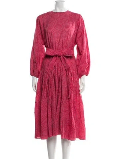 Pre-owned Rhode Printed Midi Length Dress In Red