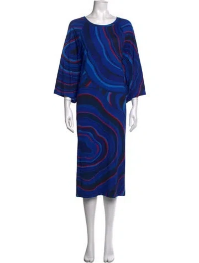 Pre-owned Rhode Printed Midi Length Dress W/ Tags In Blue