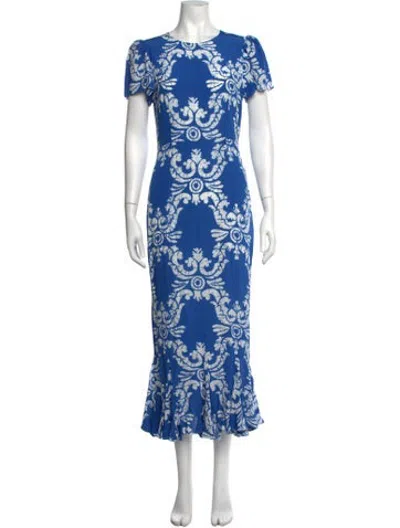 Pre-owned Rhode Printed Midi Length Dress W/ Tags In Blue