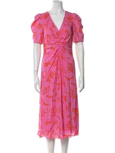 Pre-owned Rhode Printed Midi Length Dress W/ Tags In Pink