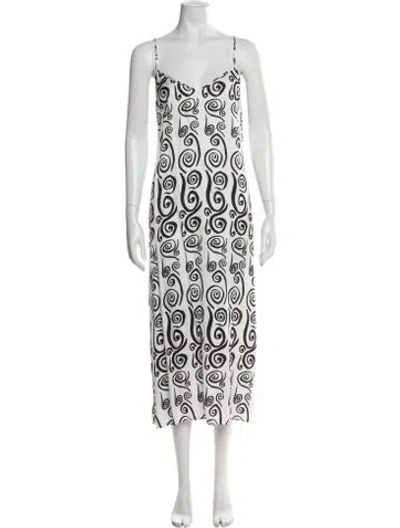 Pre-owned Rhode Printed Midi Length Dress W/ Tags In White