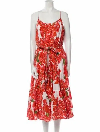 Pre-owned Rhode Printed Midi Length Dress In White