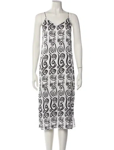 Pre-owned Rhode Printed Midi Length Dress In White