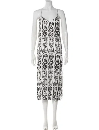 Pre-owned Rhode Printed Midi Length Dress In White