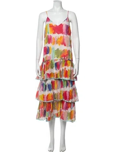 Pre-owned Rhode Printed Midi Length Dress In White