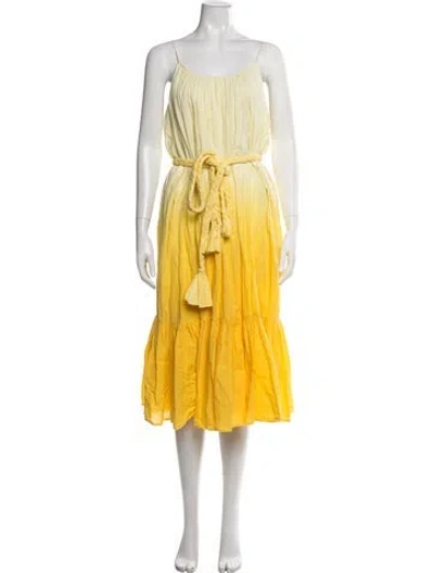 Pre-owned Rhode Printed Midi Length Dress In Yellow