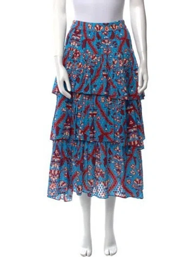 Pre-owned Rhode Printed Midi Length Skirt In Blue