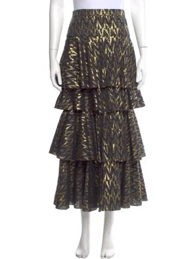 Pre-owned Rhode Printed Midi Length Skirt In Gold