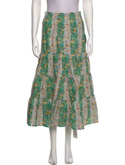 Pre-owned Rhode Printed Midi Length Skirt In Green