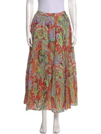 Pre-owned Rhode Printed Midi Length Skirt In Orange