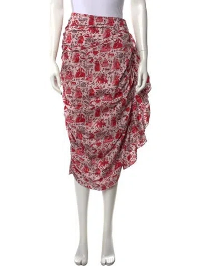 Pre-owned Rhode Printed Midi Length Skirt W/ Tags In Red