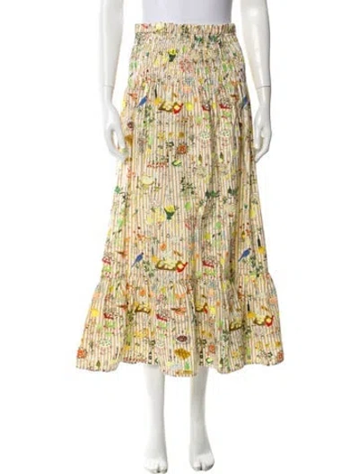 Pre-owned Rhode Printed Midi Length Skirt In White