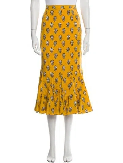 Pre-owned Rhode Printed Midi Length Skirt In Yellow