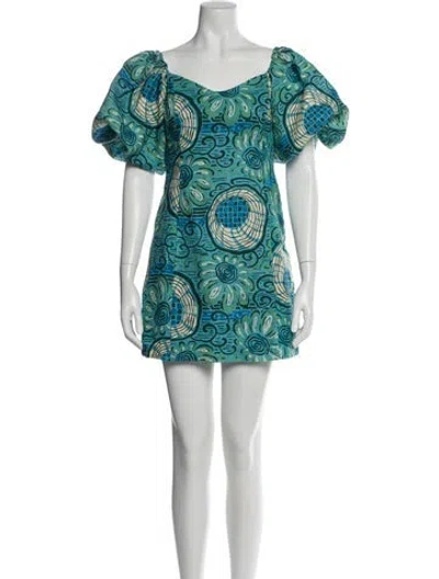 Pre-owned Rhode Printed Mini Dress In Blue