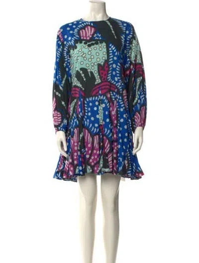 Pre-owned Rhode Printed Mini Dress In Blue