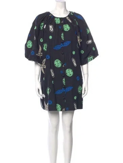 Pre-owned Rhode Printed Mini Dress In Blue