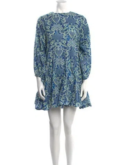 Pre-owned Rhode Printed Mini Dress In Blue