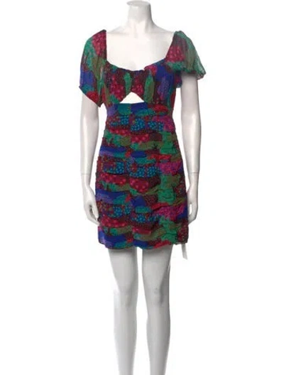 Pre-owned Rhode Printed Mini Dress In Blue