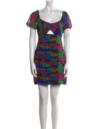 Pre-owned Rhode Printed Mini Dress In Blue