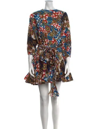 Pre-owned Rhode Printed Mini Dress In Blue