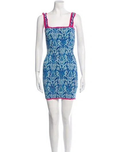 Pre-owned Rhode Printed Mini Dress In Blue