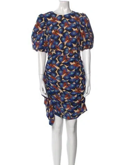 Pre-owned Rhode Printed Mini Dress In Blue