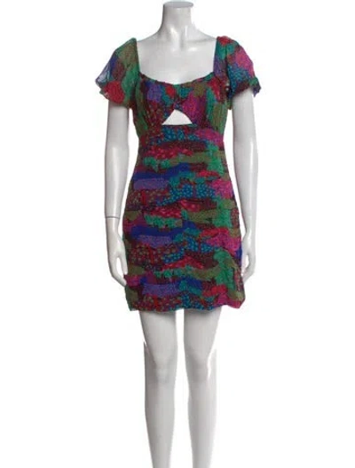 Pre-owned Rhode Printed Mini Dress In Blue