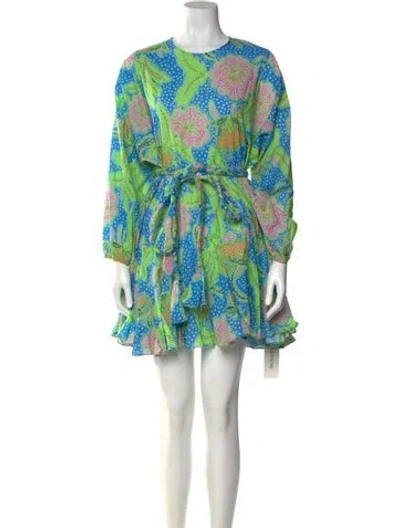 Pre-owned Rhode Printed Mini Dress In Blue