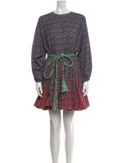 Pre-owned Rhode Printed Mini Dress In Blue