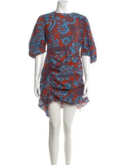 Pre-owned Rhode Printed Mini Dress In Blue