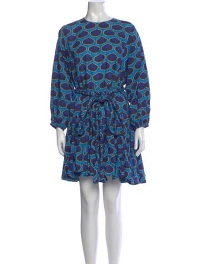 Pre-owned Rhode Printed Mini Dress In Blue