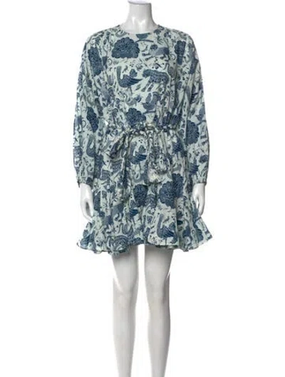 Pre-owned Rhode Printed Mini Dress In Blue