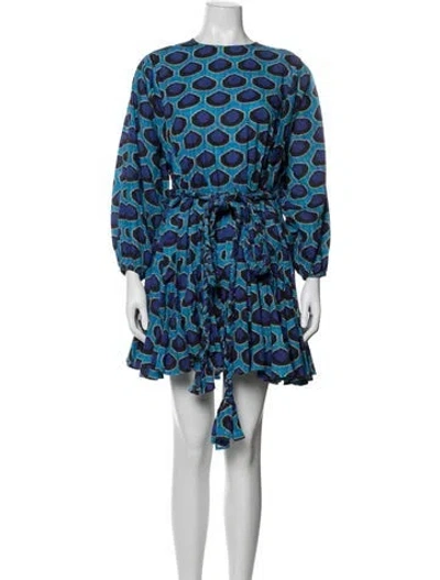 Pre-owned Rhode Printed Mini Dress In Blue