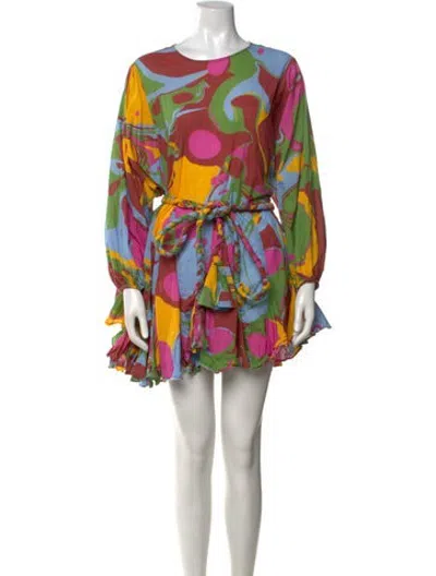Pre-owned Rhode Printed Mini Dress In Blue