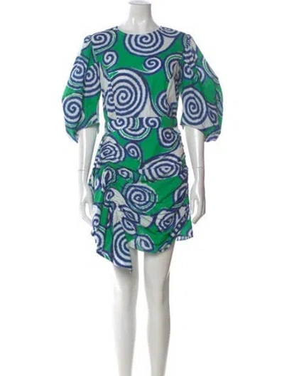 Pre-owned Rhode Printed Mini Dress In Blue/green