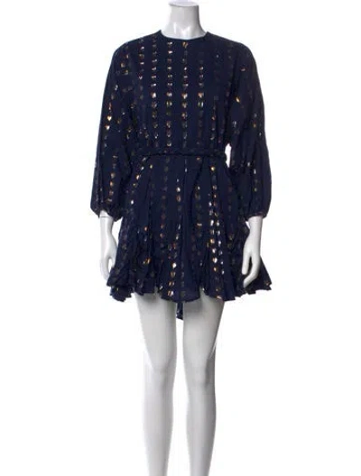 Pre-owned Rhode Printed Mini Dress In Blue/metallic