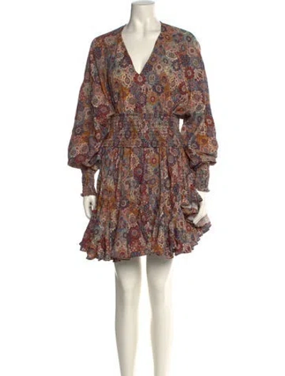 Pre-owned Rhode Printed Mini Dress In Brown