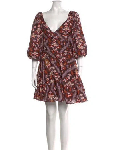 Pre-owned Rhode Printed Mini Dress In Brown