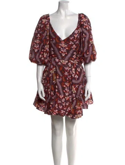Pre-owned Rhode Printed Mini Dress In Brown