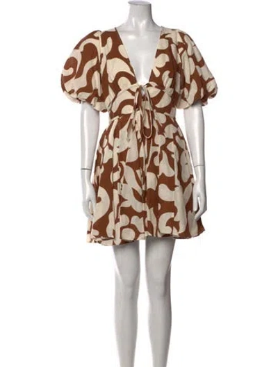 Pre-owned Rhode Printed Mini Dress In Brown