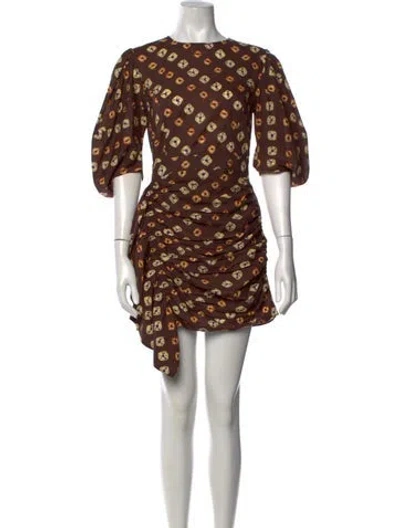 Pre-owned Rhode Printed Mini Dress In Brown