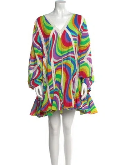 Pre-owned Rhode Printed Mini Dress In Green