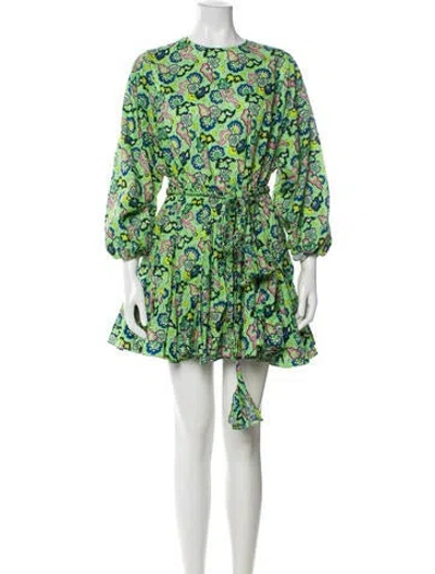 Pre-owned Rhode Printed Mini Dress In Green