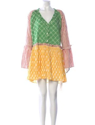 Pre-owned Rhode Printed Mini Dress In Green