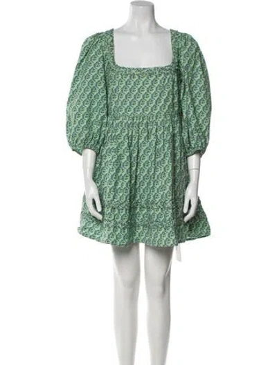 Pre-owned Rhode Printed Mini Dress In Green