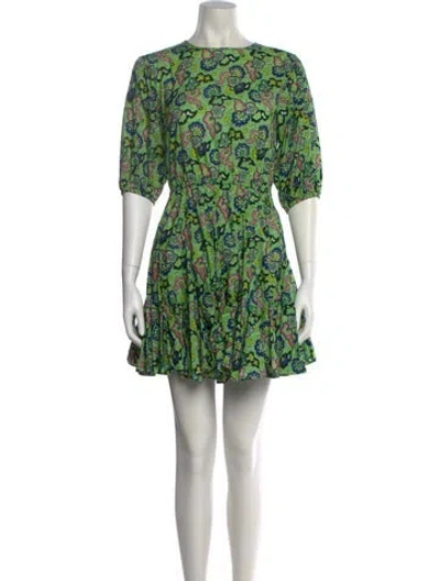 Pre-owned Rhode Printed Mini Dress In Green