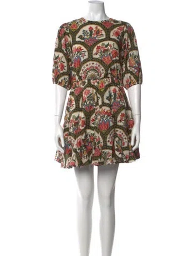 Pre-owned Rhode Printed Mini Dress In Green